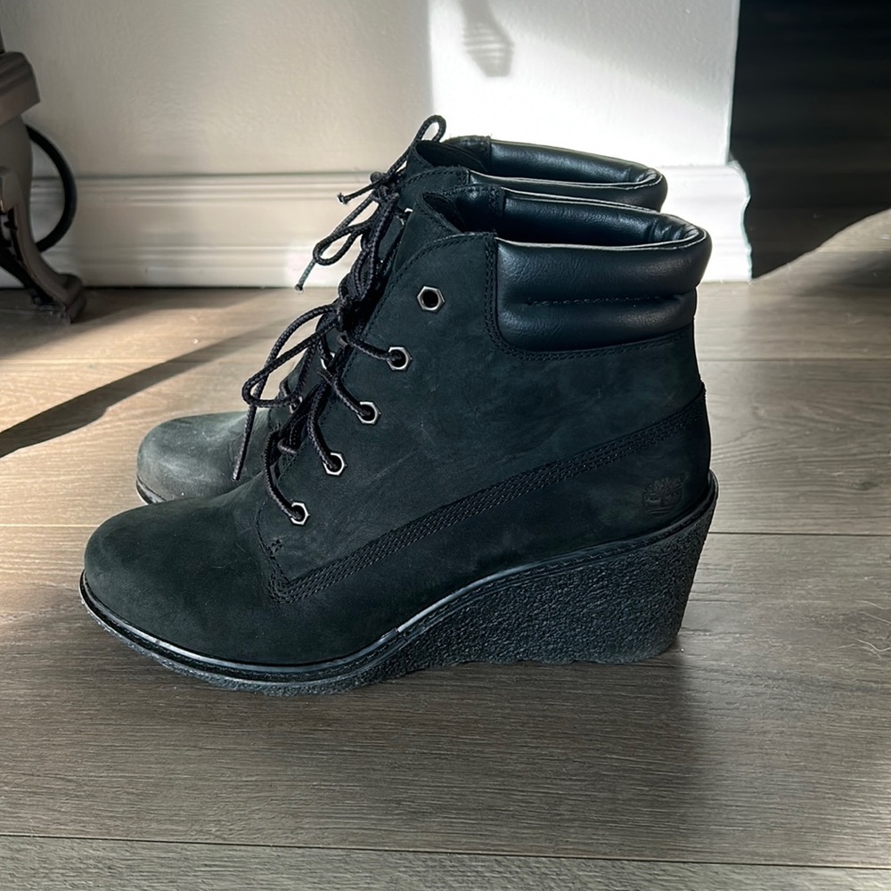 Timberland wedge bootie Sz 8 black